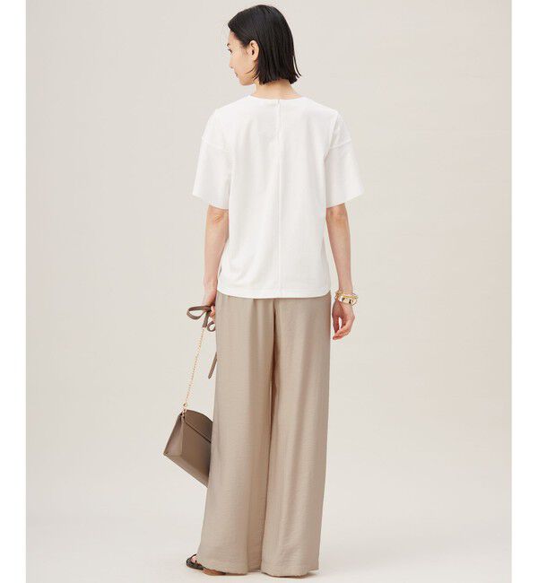 自由区「【接触冷感・UVカット・吸水速乾・抗菌防臭・洗える】ハイツイストポンチフレアディティール カットソー」|Tシャツ・カットソー|