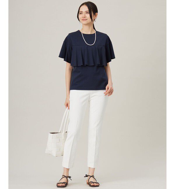 自由区「【接触冷感・UVカット・吸水速乾・抗菌防臭・洗える】ハイツイストポンチフレアディティール カットソー」|Tシャツ・カットソー|