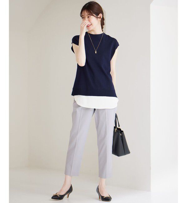 any SiS「【洗える】フレンチスリーブシャツテール ニット」|ニット・セーター|