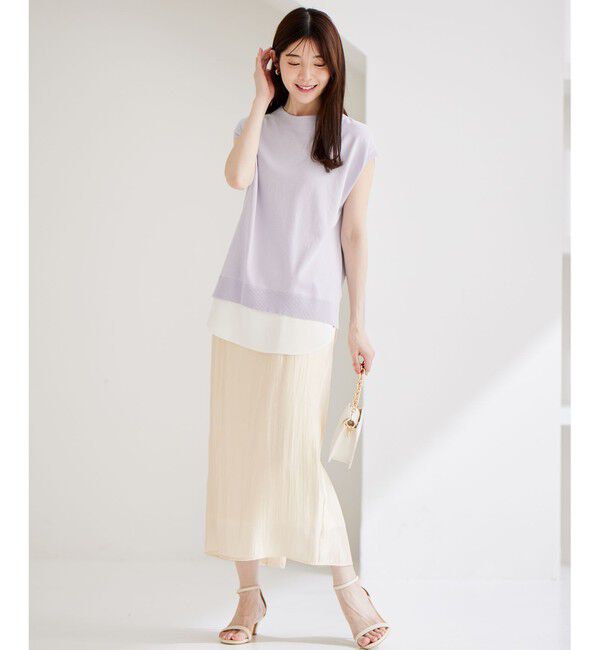 any SiS「【洗える】フレンチスリーブシャツテール ニット」|ニット・セーター|