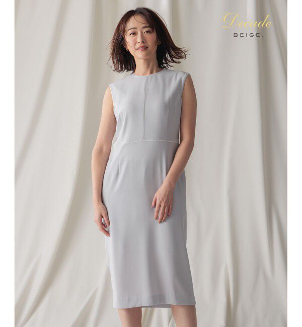 BEIGE,「CINDY / クルーネックドレス」|ワンピース|Ice blue &times; White