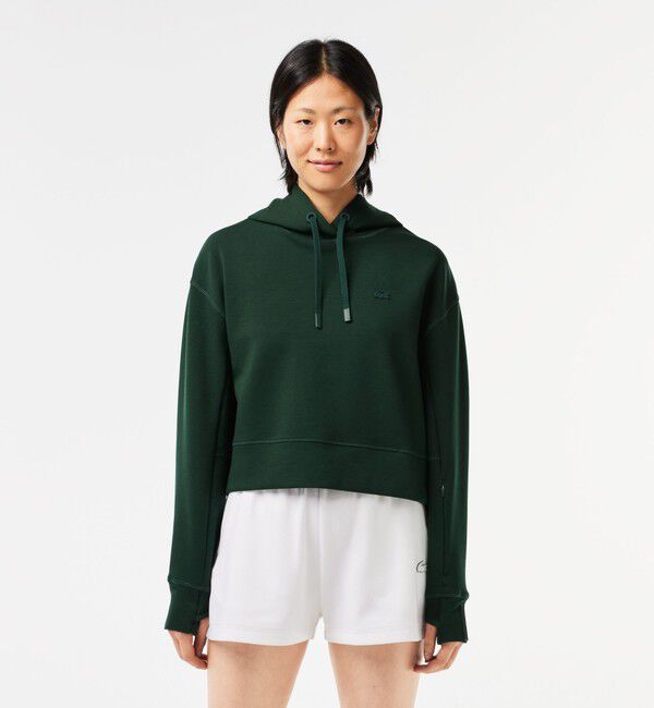 LACOSTE「ワイド＆クロップドフードスウェットパーカー / フーディー」|パーカー|ダークグリーン