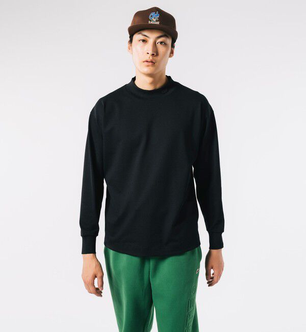 LACOSTE「鹿の子地モックネックTシャツ」|Tシャツ・カットソー|ブラック
