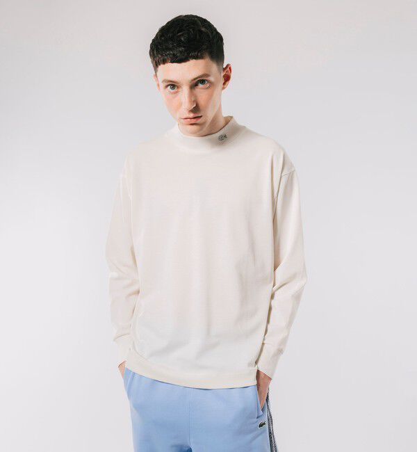 LACOSTE「鹿の子地モックネックTシャツ」|Tシャツ・カットソー|ホワイト