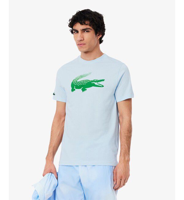 LACOSTE「『メドベージェフ』ウルトラドライ かすれワニロゴプリントTシャツ」|Tシャツ・カットソー|ライトブルー
