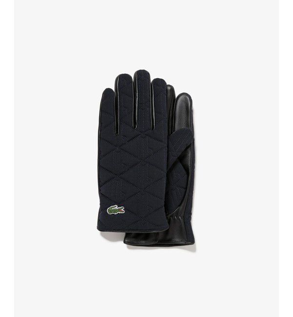 LACOSTE「モノグラムキルティングレザーコンビグローブ」|手袋|
