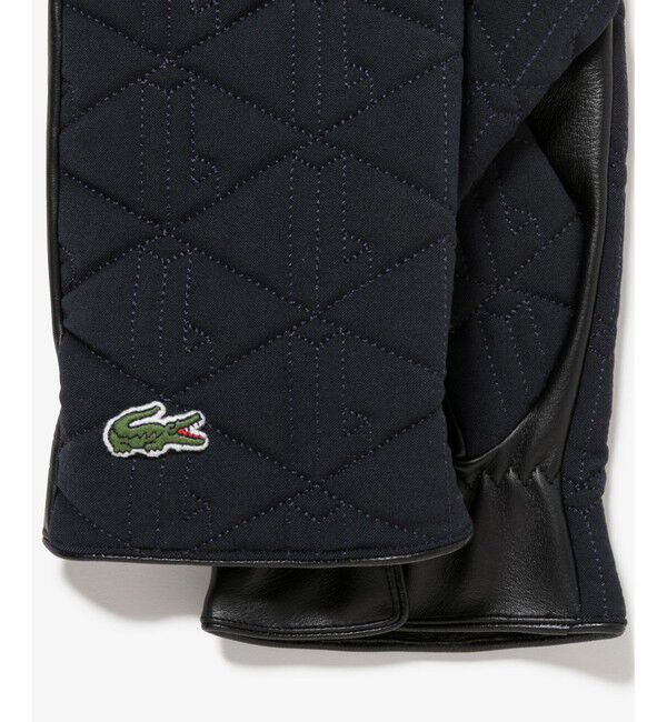 LACOSTE「モノグラムキルティングレザーコンビグローブ」|手袋|