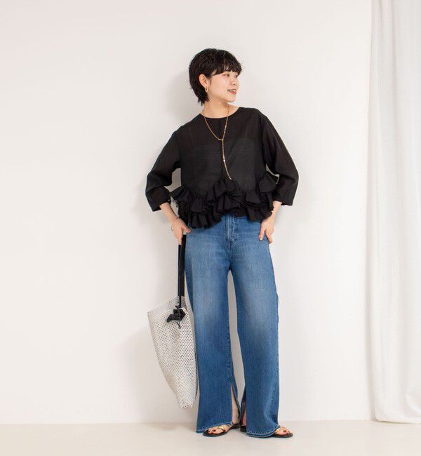 Rie Miller「【RM denim】スリットフレアハイウエストデニム」|デニム|