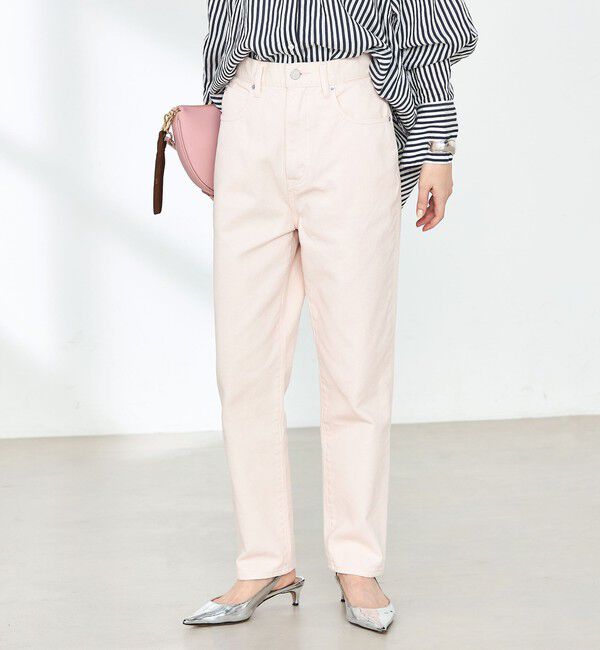 Rie Miller「【RM denim】ハイウエストスリムテーパードデニム」|デニム|ベビーピンク