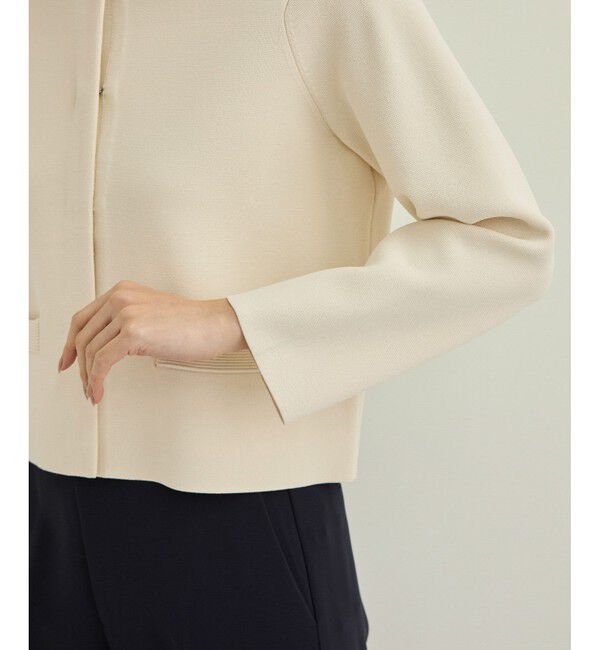 ROPE「ニットジャケット/イージーケア」|ノーカラージャケット|