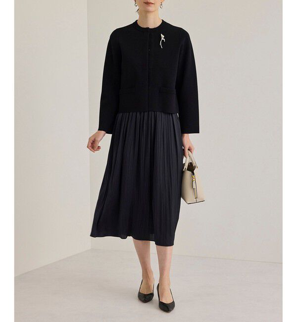 ROPE「ニットジャケット/イージーケア」|ノーカラージャケット|