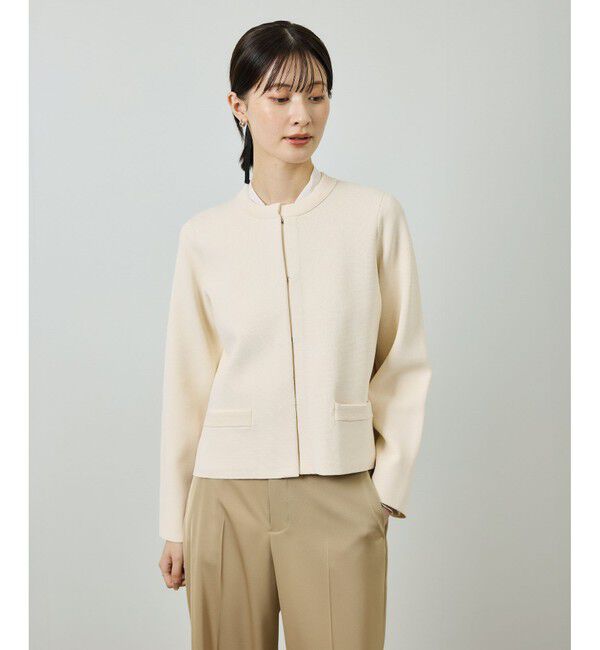 ROPE「ニットジャケット/イージーケア」|ノーカラージャケット|