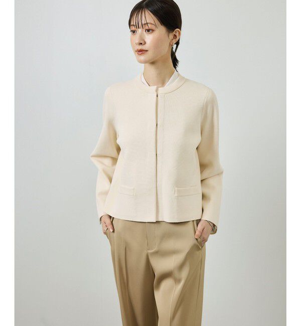 ROPE「ニットジャケット/イージーケア」|ノーカラージャケット|