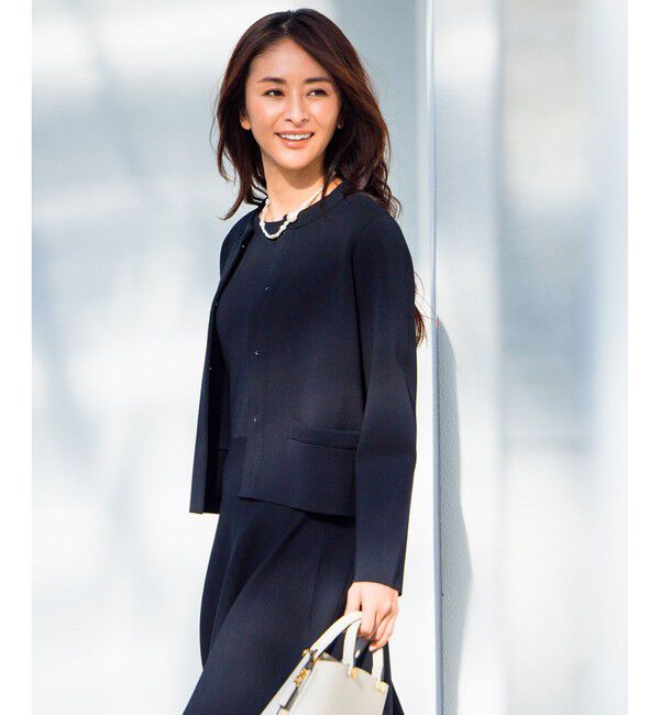 ROPE「ニットジャケット/イージーケア」|ノーカラージャケット|