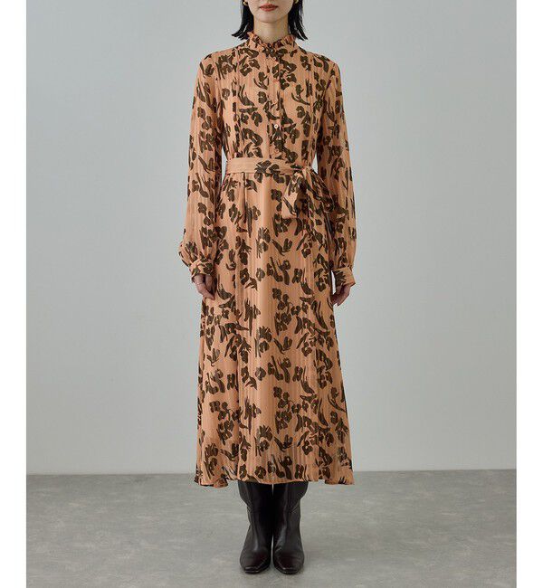 ROPE「フラワープリントタックワンピース/イージーケア」|ワンピース|