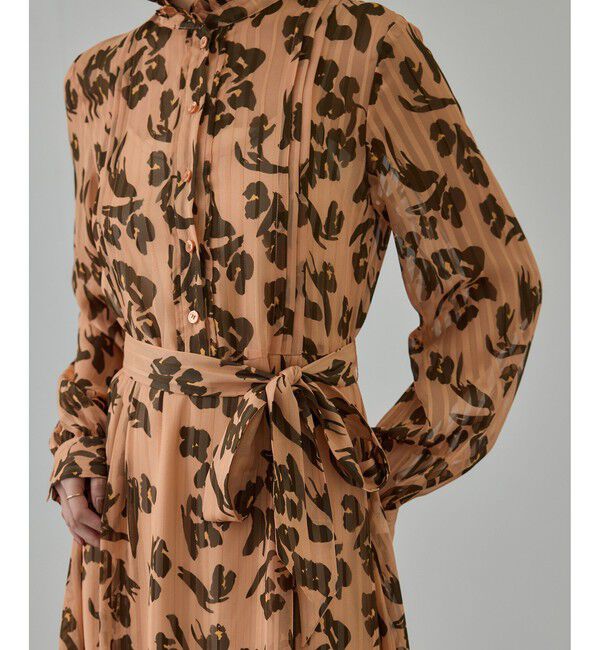 ROPE「フラワープリントタックワンピース/イージーケア」|ワンピース|