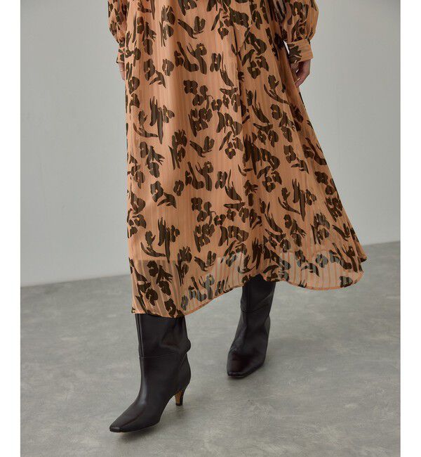 ROPE「フラワープリントタックワンピース/イージーケア」|ワンピース|