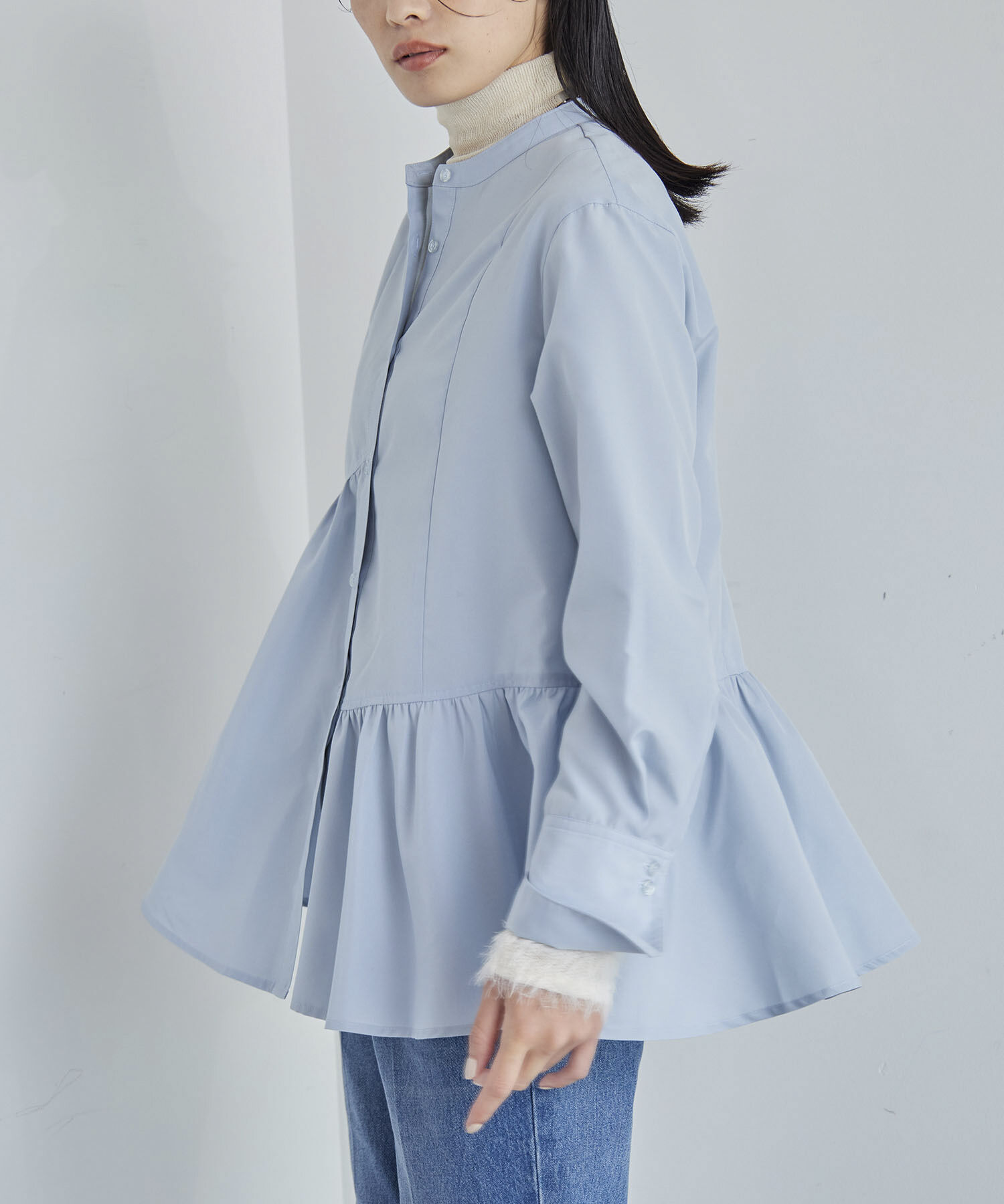 VIS「【洗える】アシンメトリーフレアーシャツ」|シャツ・ブラウス|