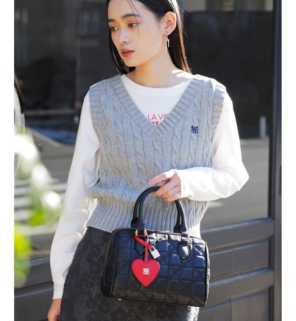 VIS「【追加】【2WAY】ハートチャームつきボストンバッグ」|ショルダー・メッセンジャー|