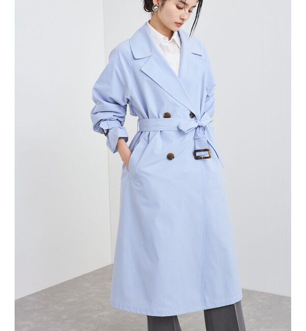 VIS「【定番人気】【撥水/UVケア】後ろタックトレンチコート スプリングコート」|トレンチコート|サックス