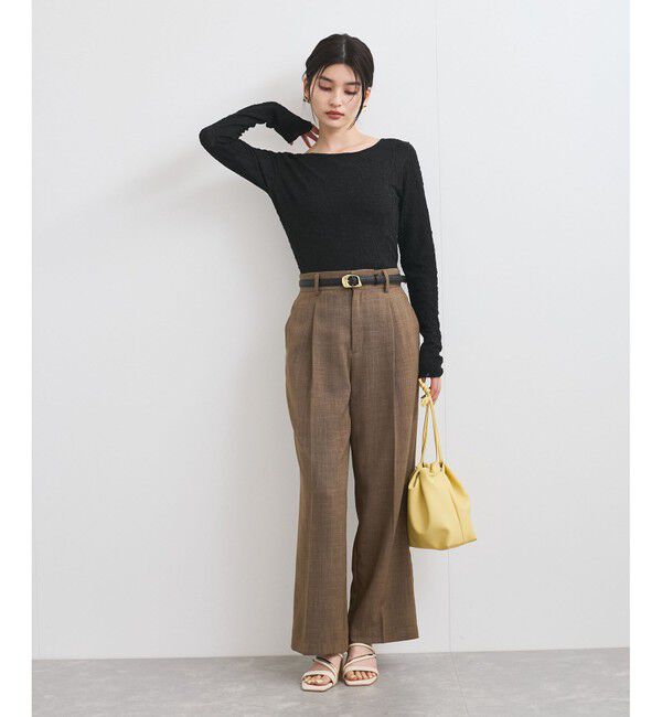 VIS「【洗える】フラワージャガードロングTシャツ」|Tシャツ・カットソー|