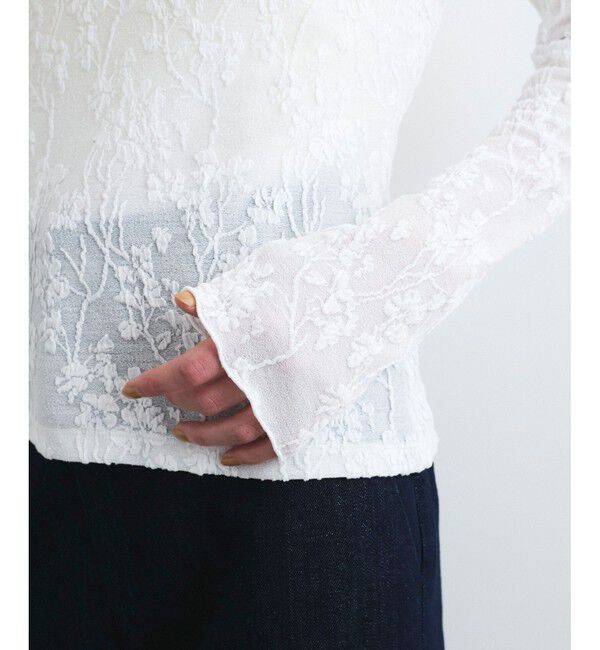 VIS「【洗える】フラワージャガードロングTシャツ」|Tシャツ・カットソー|