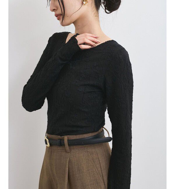 VIS「【洗える】フラワージャガードロングTシャツ」|Tシャツ・カットソー|