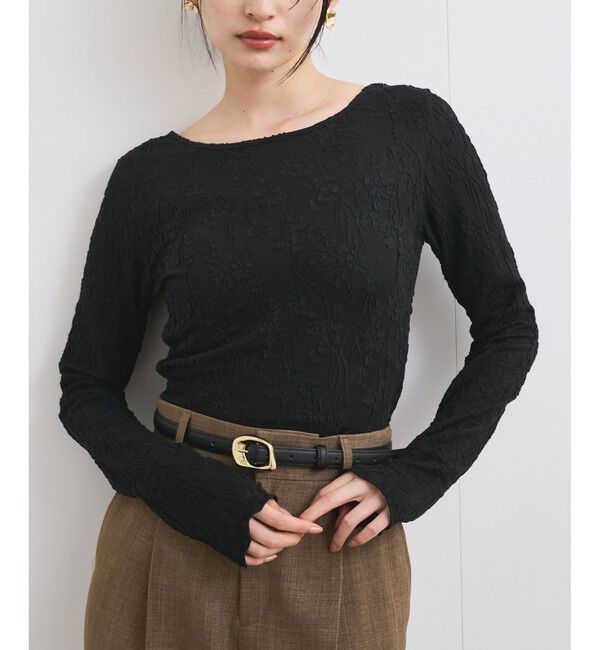 VIS「【洗える】フラワージャガードロングTシャツ」|Tシャツ・カットソー|