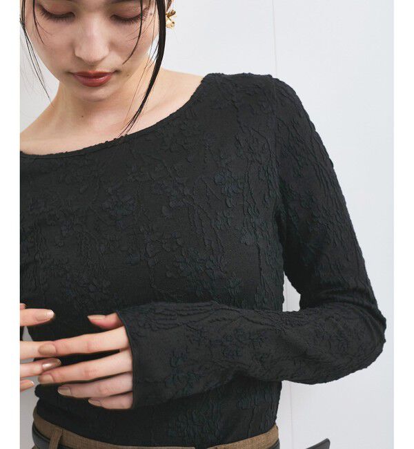 VIS「【洗える】フラワージャガードロングTシャツ」|Tシャツ・カットソー|