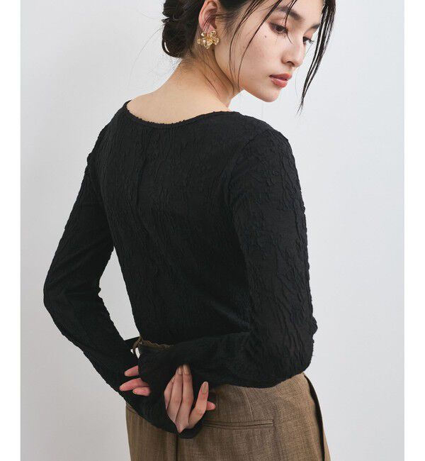 VIS「【洗える】フラワージャガードロングTシャツ」|Tシャツ・カットソー|