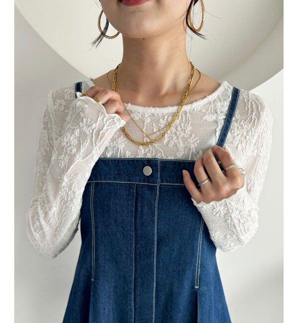 VIS「【洗える】フラワージャガードロングTシャツ」|Tシャツ・カットソー|