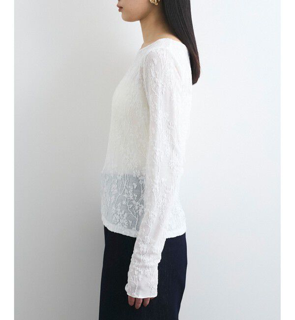 VIS「【洗える】フラワージャガードロングTシャツ」|Tシャツ・カットソー|