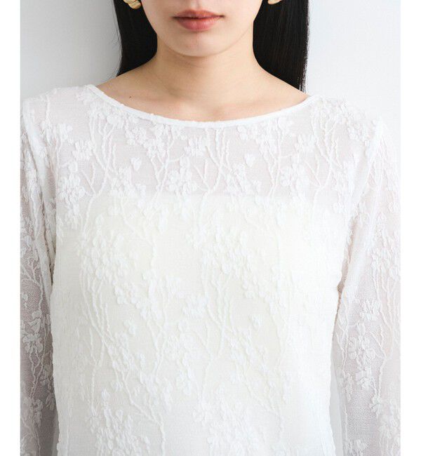 VIS「【洗える】フラワージャガードロングTシャツ」|Tシャツ・カットソー|