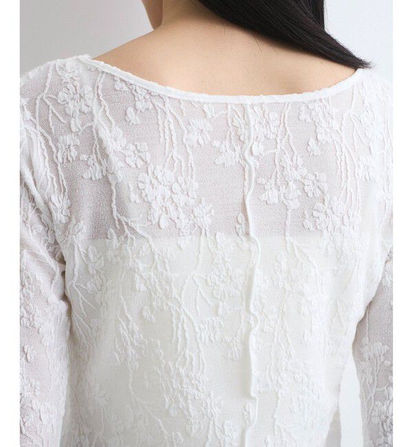 VIS「【洗える】フラワージャガードロングTシャツ」|Tシャツ・カットソー|