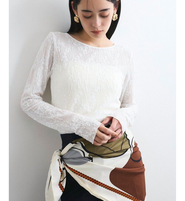 VIS「【洗える】フラワージャガードロングTシャツ」|Tシャツ・カットソー|