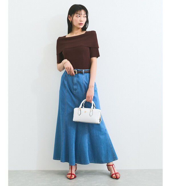 VIS「【アンチピリング/UVケア/洗える】オフショルハーフスリーブニット」|ニット・セーター|