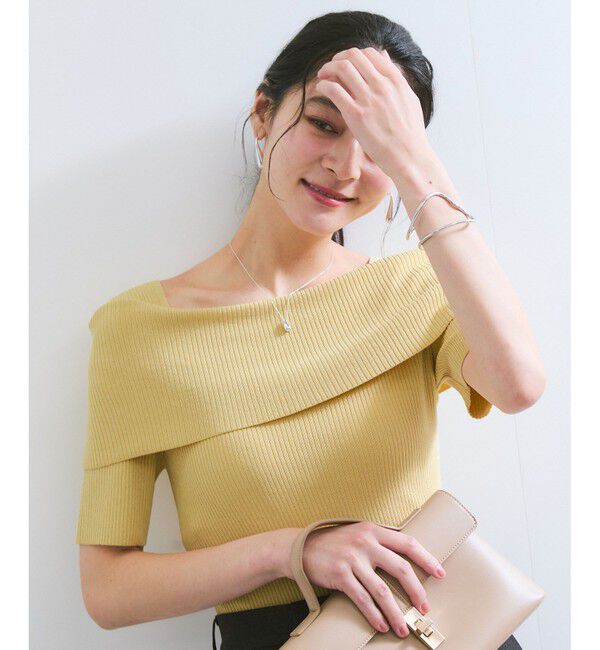 VIS「【アンチピリング/UVケア/洗える】オフショルハーフスリーブニット」|ニット・セーター|