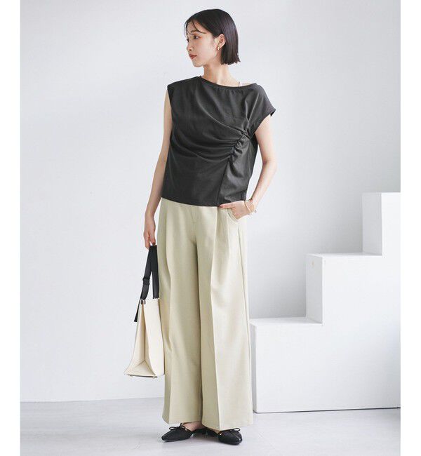 VIS「アシメギャザートップス」|Tシャツ・カットソー|