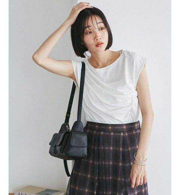 VIS「アシメギャザートップス」|Tシャツ・カットソー|ホワイト(10)