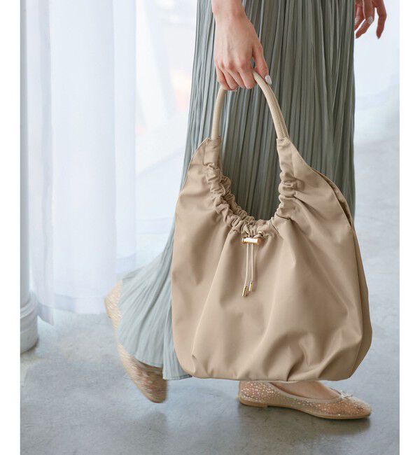 ROPE PICNIC PASSAGE「【撥水加工】ドロストリングギャザートートバッグ」|トートバッグ|ベージュ