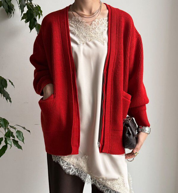  「ジップニットカーディガン」|カーディガン|