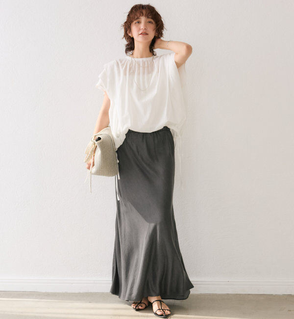  「【セットアップ可】ドレーピーデニムバイアススカート」|スカート|