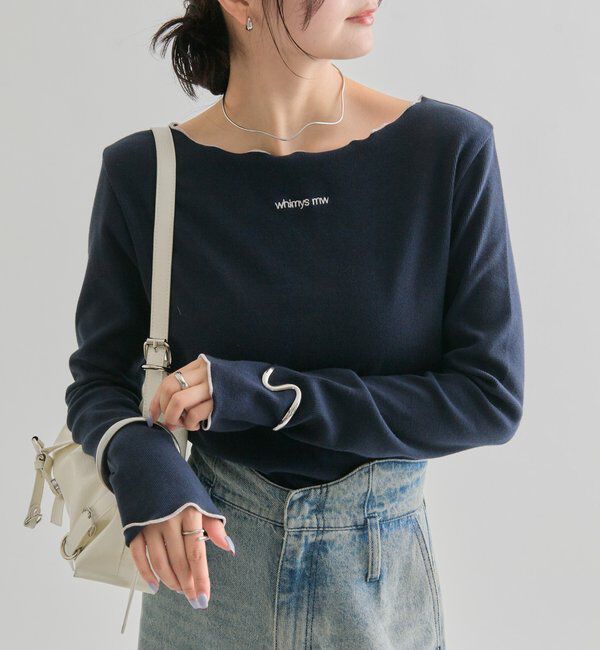  「配色メロウTシャツ」|Tシャツ・カットソー|ネイビー