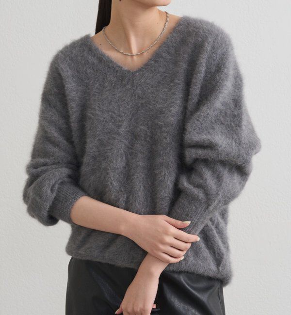  「FURカシミヤVニット」|ニット・セーター|グレー