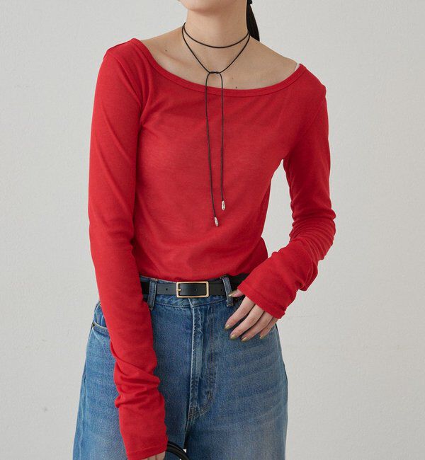  「ラウンドシアーカットソー」|Tシャツ・カットソー|レッド