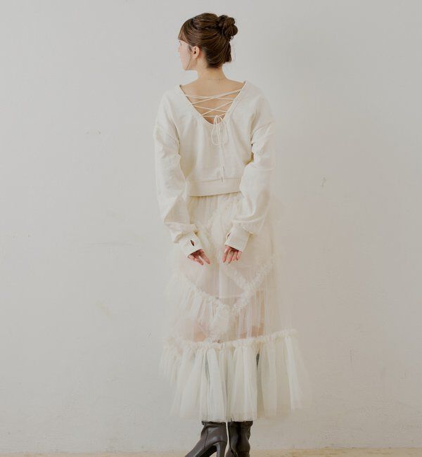  「【SALON by Chico/一部店舗限定】バックレースアップクルースウェット」|Tシャツ・カットソー|