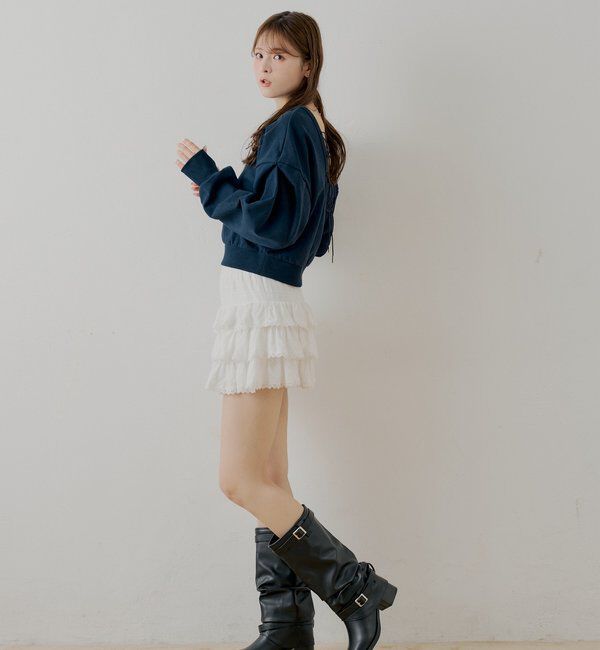  「【SALON by Chico/一部店舗限定】バックレースアップクルースウェット」|Tシャツ・カットソー|