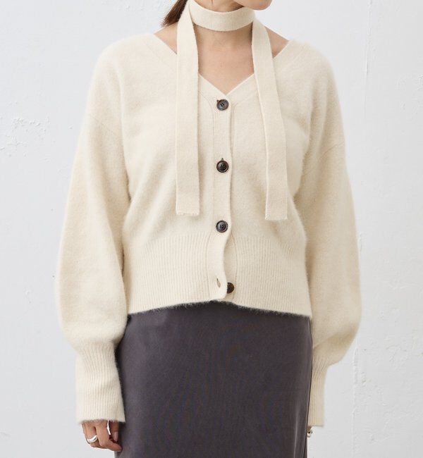  「ファーウールタイ付きカーディガン」|カーディガン|