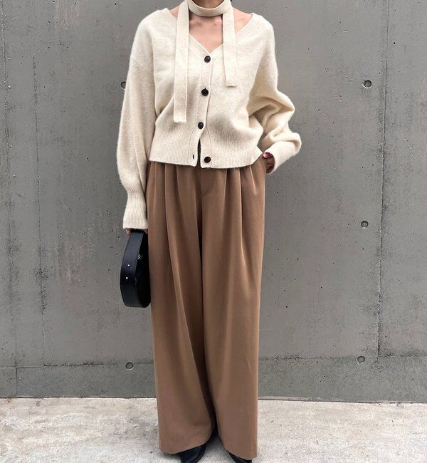  「ファーウールタイ付きカーディガン」|カーディガン|