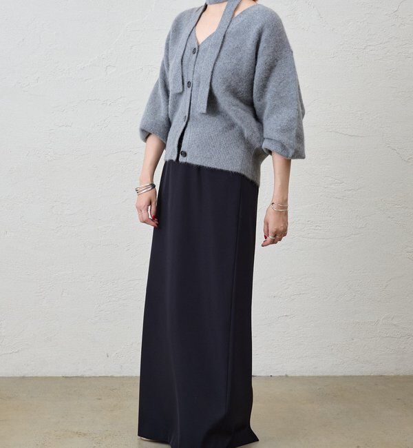  「ファーウールタイ付きカーディガン」|カーディガン|